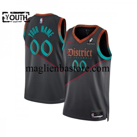 Maglia NBA Washington Wizards Personalizzate 2023-2024 Nike City Edition Nero Swingman - Bambino